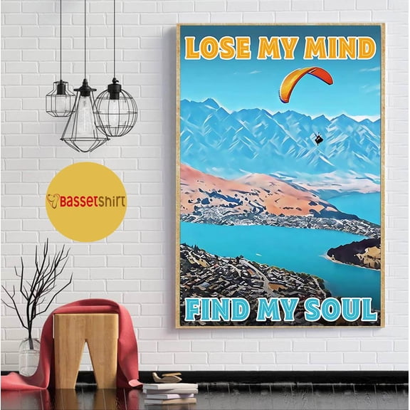 Skydiving parachute mountain lose your mind find your soul poster 11 x 17 Inch Poster