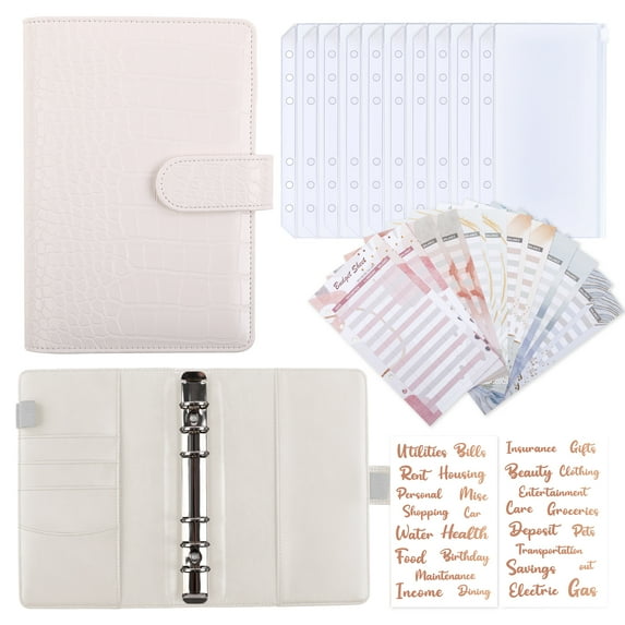 Skydue Budget Binder with Zipper Envelopes & Budget Sheets, White & Rose Gold