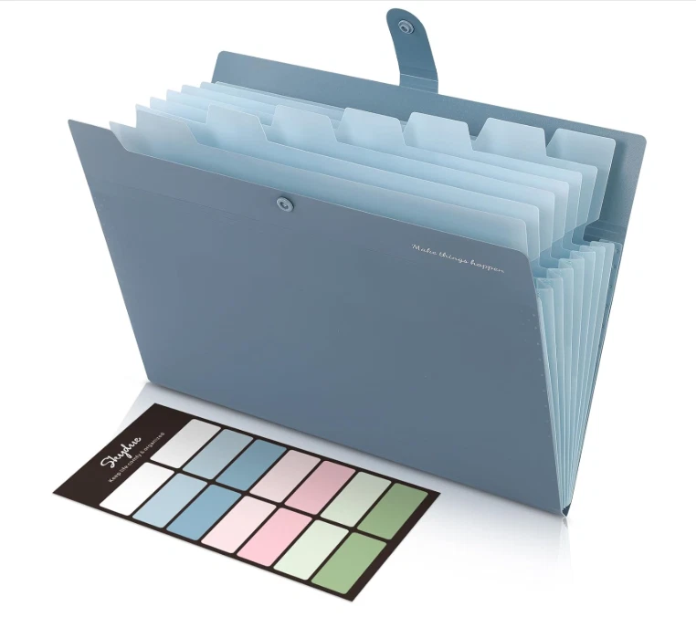 Skydue Expanding File Organizer With 8 Pockets, Accordion File Folders With L...