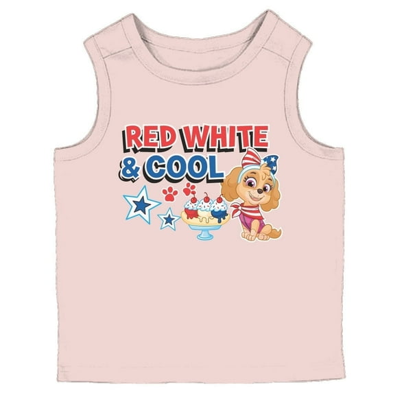 Skye 4th of July Shirt Gifts for Girls Paw Patrol American Summer Red White Blue Toddler Unisex Sleeveless Tank Top 4T Light Pink
