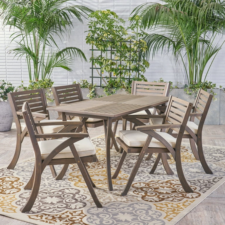 Hermosa naturaleza  Noble House Hermosa 7 Piece Traditional Outdoor Dining Table