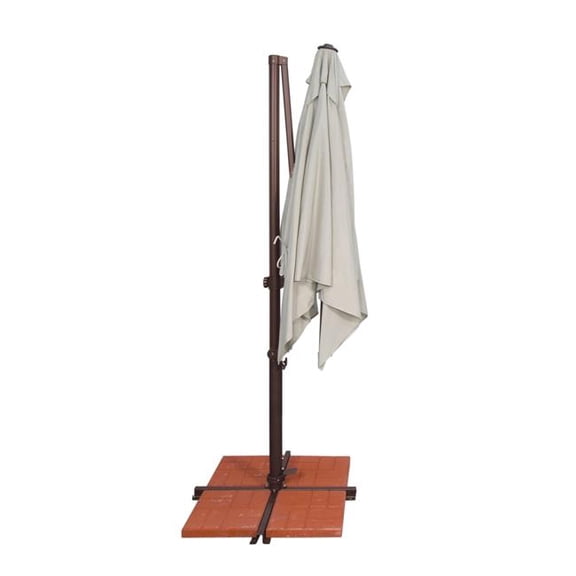 Skye SSAG5A-86SQ-00-R8813 8.6 ft. Skye Square Cantilever Umbrella with Cross Bar Stand, Bronze & Spa