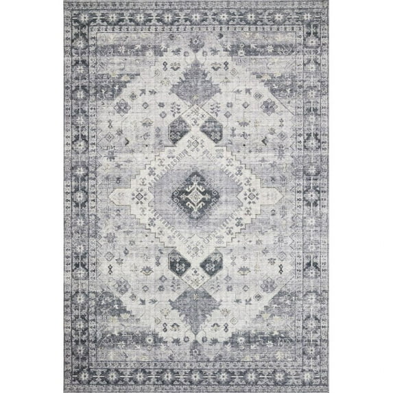 Loloi II Skye SKY-02 Traditional Power Loomed 1' 6" x 1' 6" Sample Square Rug in Silver and Grey (SKYESKY-02SIGY160S)
