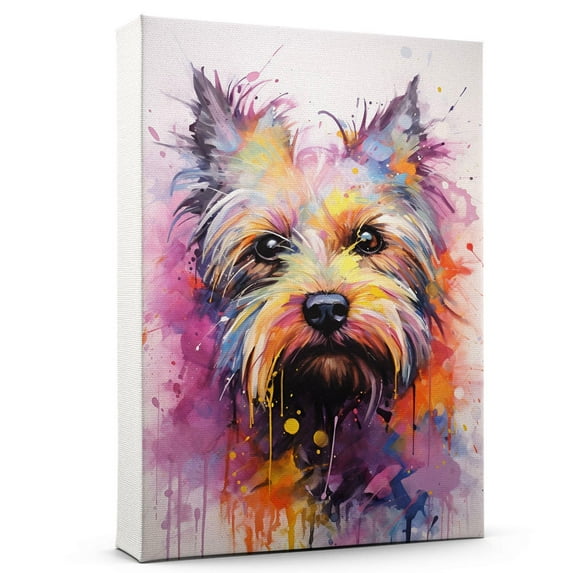 Skye Terrier Arts Canvas Bathroom Decor Wall Art Poster Canvas 20x16 inch, 30x20 inch, Hand Painted Dog Painting Large Pictures with Framed for Decoration