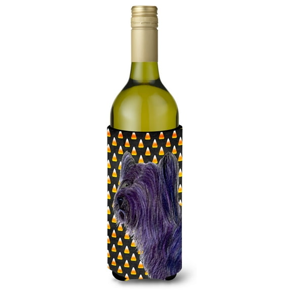Skye Terrier Candy Corn Halloween Portrait Wine Bottle Hugger