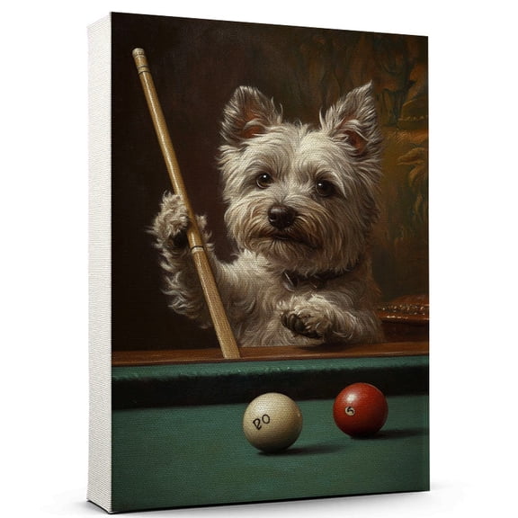 Skye Terrier Dog Canvas Billiards Canvas Funny Skye Terrier Dog Team Player Wall Art, Ideal Gift Billiards , Dog Owner, Kids Room Decor