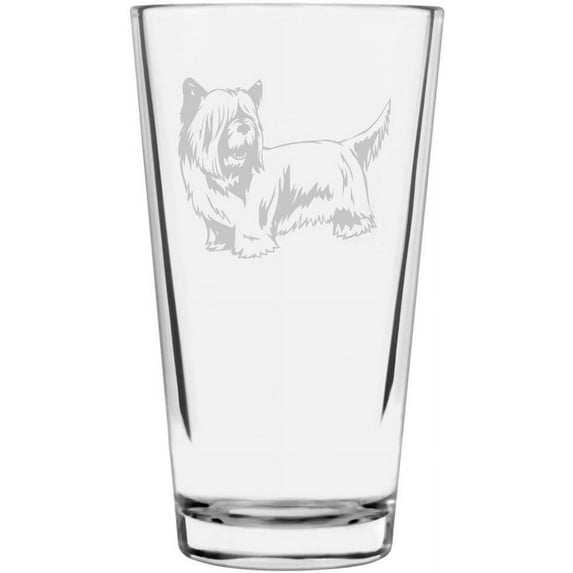 Skye Terrier Dog Themed Etched All Purpose 16oz Libbey Pint Glass