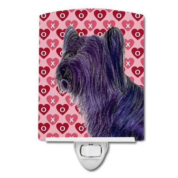 Skye Terrier Hearts Love & Valentines Day Portrait Ceramic Night Light