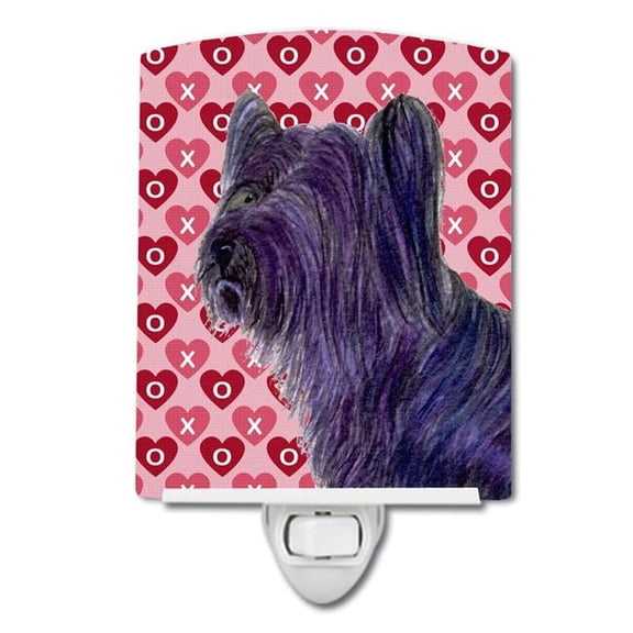 Skye Terrier Hearts Love & Valentines Day Portrait Ceramic Night Light
