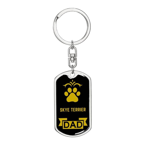 Skye Terrier Keychain Stainless Steel or 18k Gold