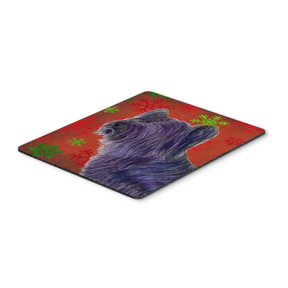 "Skye Terrier Red Green Snowflake Holiday Christmas Mouse Pad Hot Pad or Trivet"
