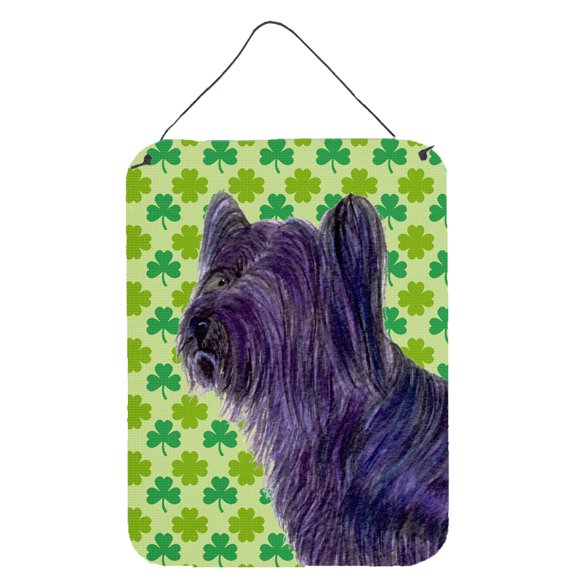 Skye Terrier St. Patricks Day Shamrock Portrait Wall or Door Hanging Prints