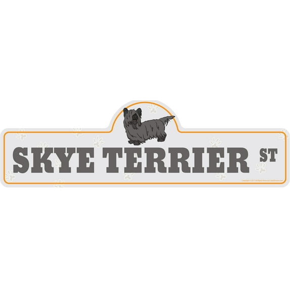 Skye Terrier Street Sign | Indoor/Outdoor | Dog Lover Funny Home Décor for Garages, Living Rooms, Bedroom, Offices | SignMission personalized gift | 24" Wide