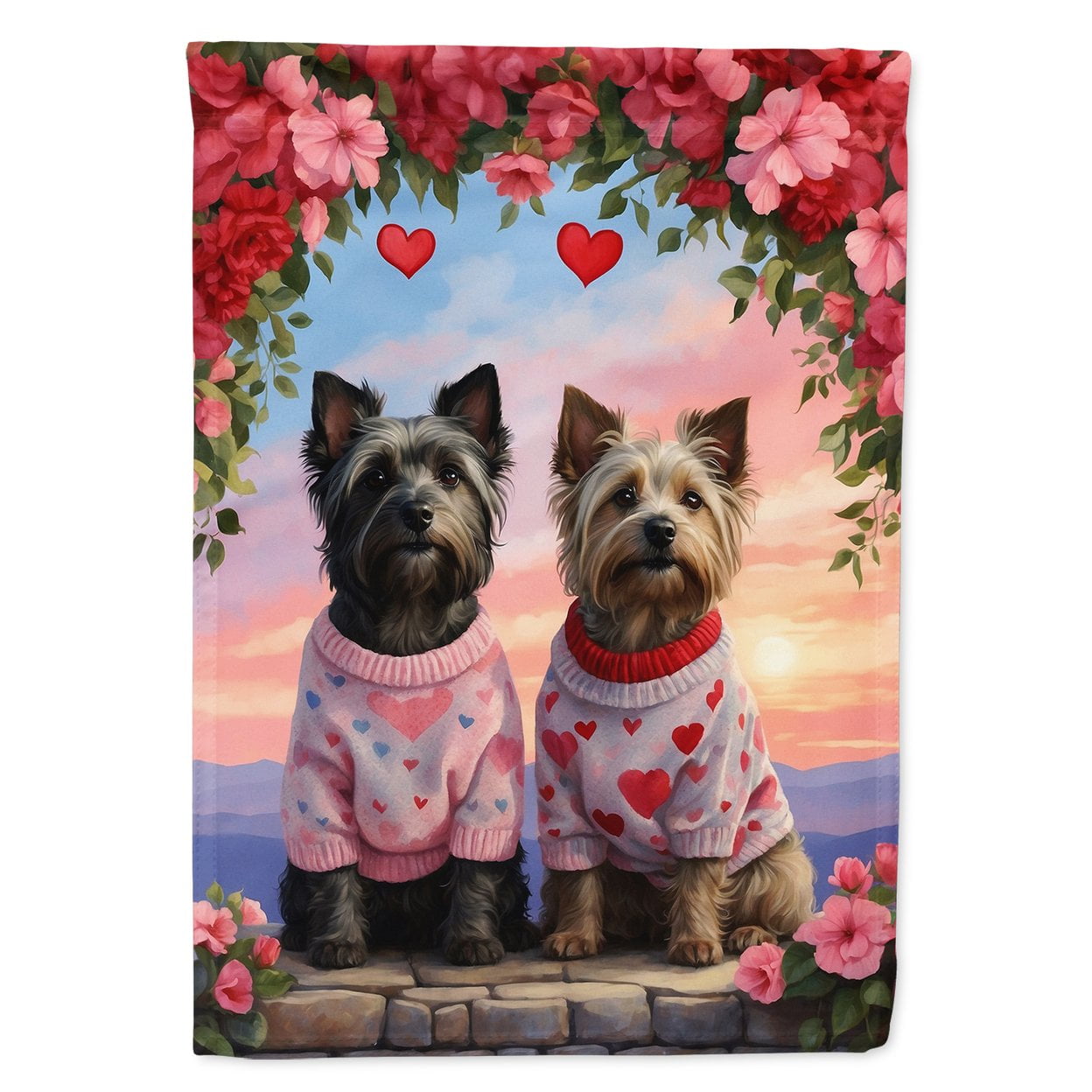 Skye Terrier Two Hearts Garden Flag 11.25 in x 15.5 in