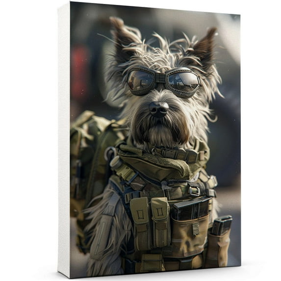 Skye Terrier Wall Art Soilder Dog Posters - Skye Terrier Dog Canvas Wall Art For Bedroom Decor - Vintage Home Decor - House Warming Gifts New Home