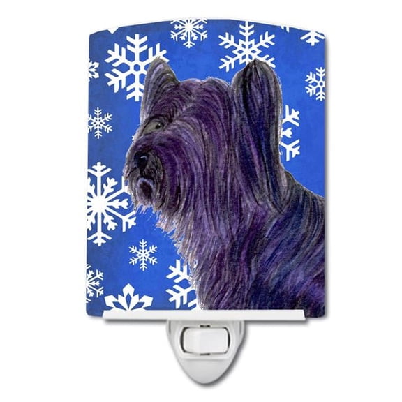 Skye Terrier Winter Snowflakes Holiday Ceramic Night Light