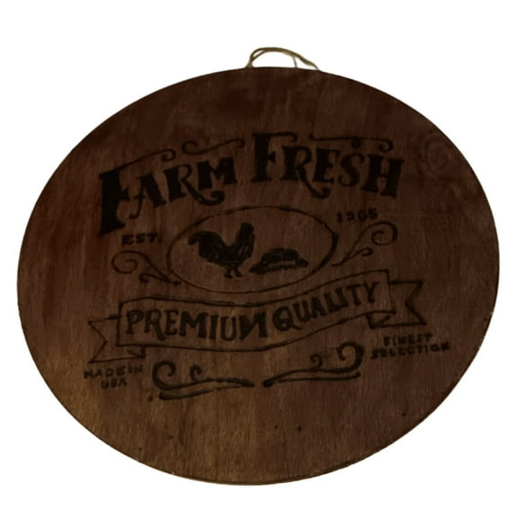 Skye's Creations Farm Fresh Rustic Farmhouse Rooster Wood Round Sign