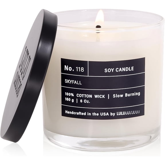 | Skyfall | Smells Like Cedarwood & Musk | Luxury Scented Soy Jar Candle | Hand Poured in The | Highly Scented Long Lasting (6 Oz.)