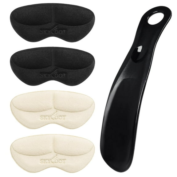 Skyfoot 2 Pairs Heel Grips Liner Cushions with Shoe Horn, Heel Filler Pads for Loose Shoes, Shoe Too Big, Improved Shoe Comfort and Fit, Heel Protector to Prevent Heel Blister