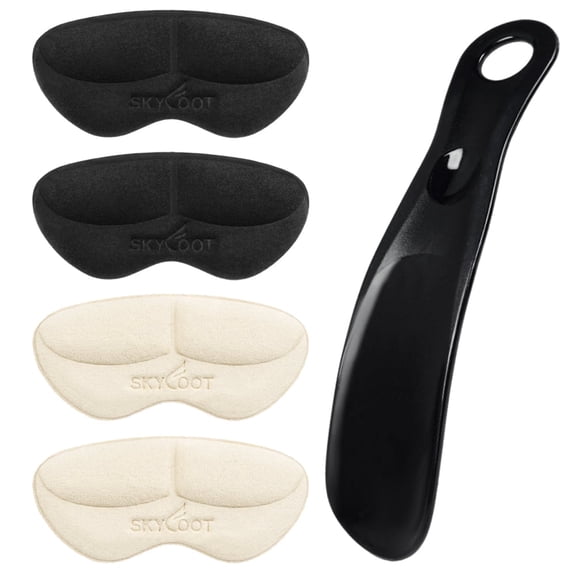Skyfoot 2 Pairs Heel Grips Liner Cushions with Shoe Horn, Heel Filler Pads for Loose Shoes, Shoe Too Big, Improved Shoe Comfort and Fit, Heel Protector to Prevent Heel Blister