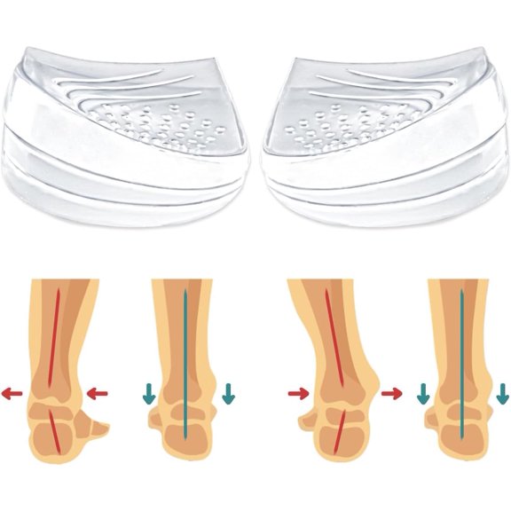 Skyfoot 3 Layers Adjustable Heel Wedge Inserts for Supination & Pronation Correction, Adhesive Medial & Lateral Heel Insoles for Bow Legs, Knee Pain, Foot Alignment (L: W 7-11, M 7-10, Crystal)