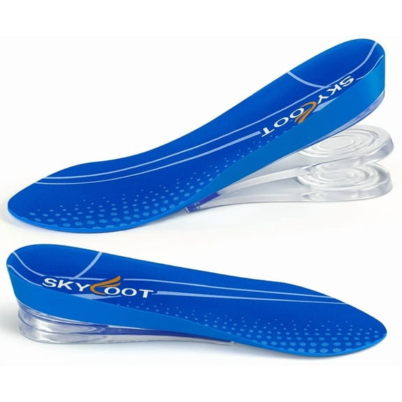 Skyfoot 3 Layers Adjustable Height Increase Shoe Insoles for Height Boosting, 3/4 Length 1 Inch Up Comfy Heel Lifts Inserts (Blue, Women 5-9, Men 6-8)