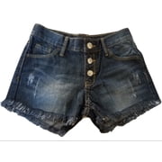 Skyhi Girls Dark Distressed Blue Denim Shorts Size XS