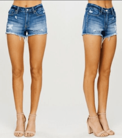 Skyhi Women's BLUE Denim Jean Shorts cut-off distressed 1B SIZE 6