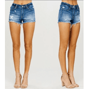 Skyhi Womens BLUE Denim Jean Shorts cut-off distressed 1B SIZE 6