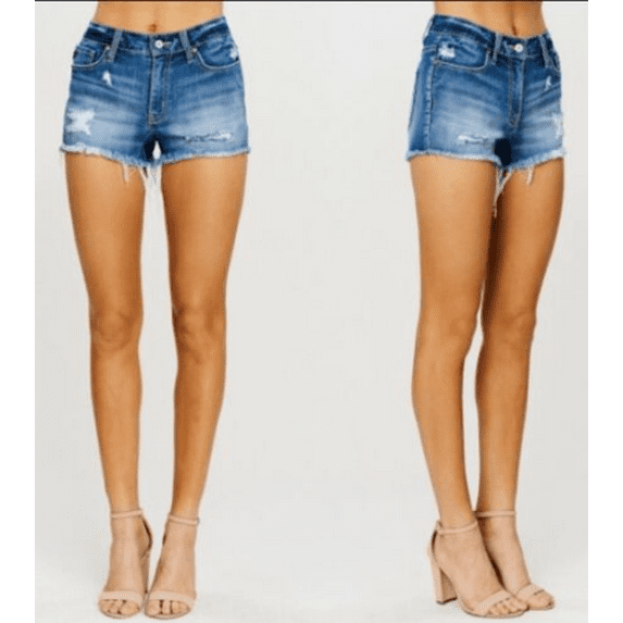 Skyhi Women's BLUE Denim Jean Shorts cut-off distressed 1B SIZE 6