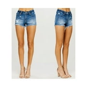 Skyhi Womens BLUE Denim Jean Shorts cut-off distressed 1B SIZE 8