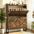 thumbnail image 1 of Skyhill Shoe Cabinet with 2 Flip Drawers,Farmhouse Shoe Organizer for Entryway,Brown, 1 of 11