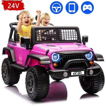 Skyhot 24V Kids Ride on Truck Car w/Remote Control, APP Control and Self-Driving, Electric Powered Ride on Car with LED Lights, Bluetooth - Rosy