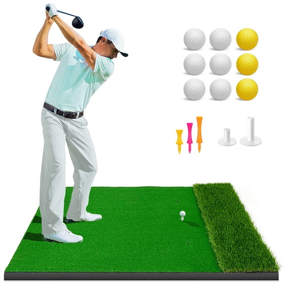 Skyhot 5x4ft Golf Mat, Thickened Artificial Turf Practice Golf Hitting Mat with Ball Tray for Outdoor & Indoor, Gifts for Men/Golfers