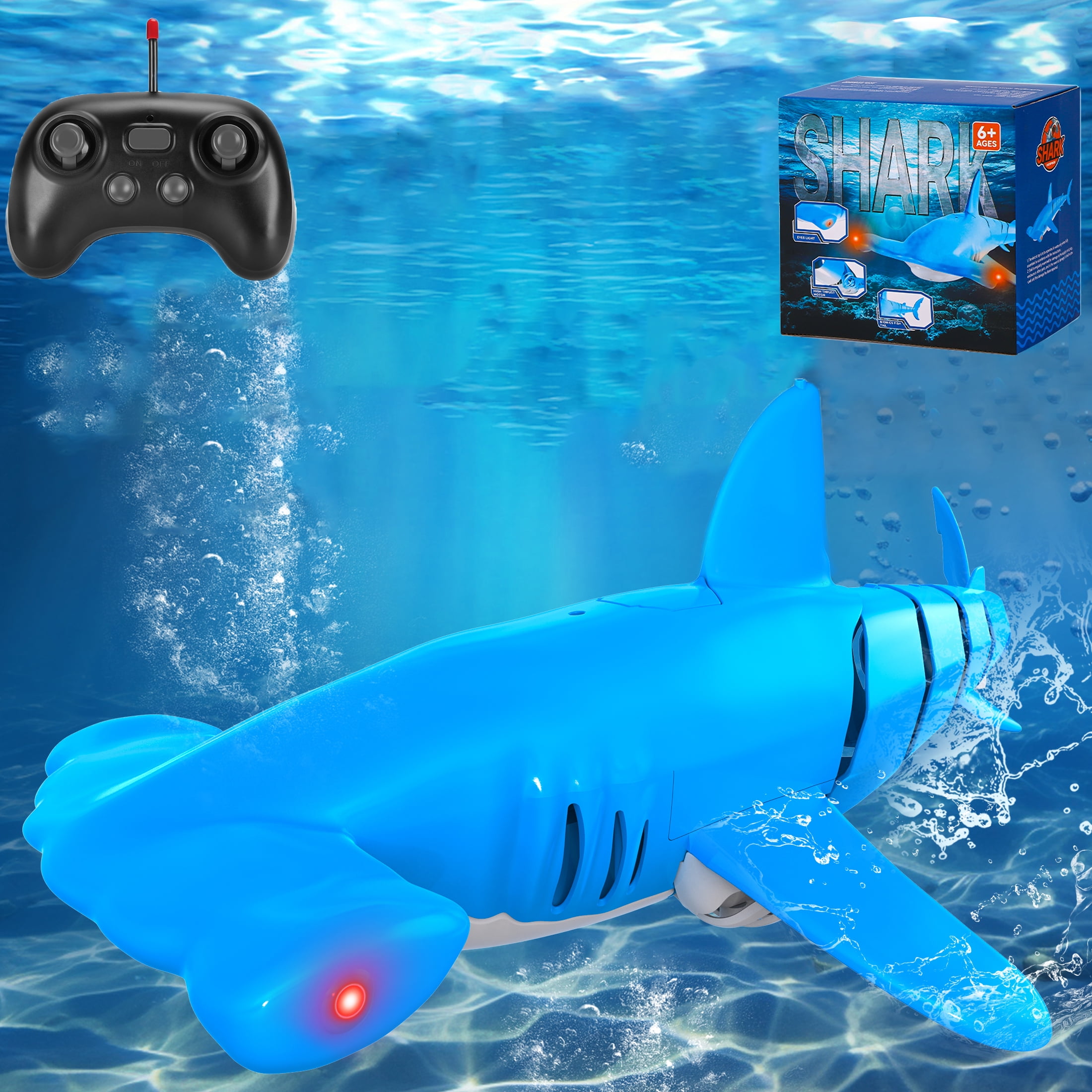 Skyhot Remote Control Shark Toys 2.4G Diving Shark RC Boat Toy for Rechargeable Waterproof Swimming Pool Toys for Kids Age 3+