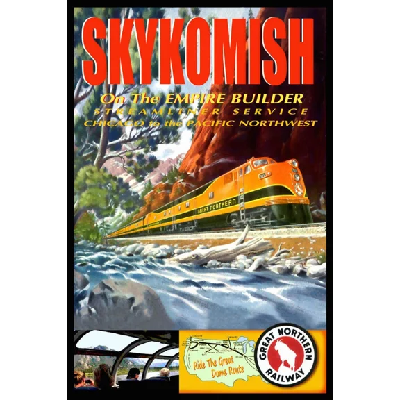 Skykomish Great Northern Empire Builder Railroad Train Poster Home Decor Office Wall Art