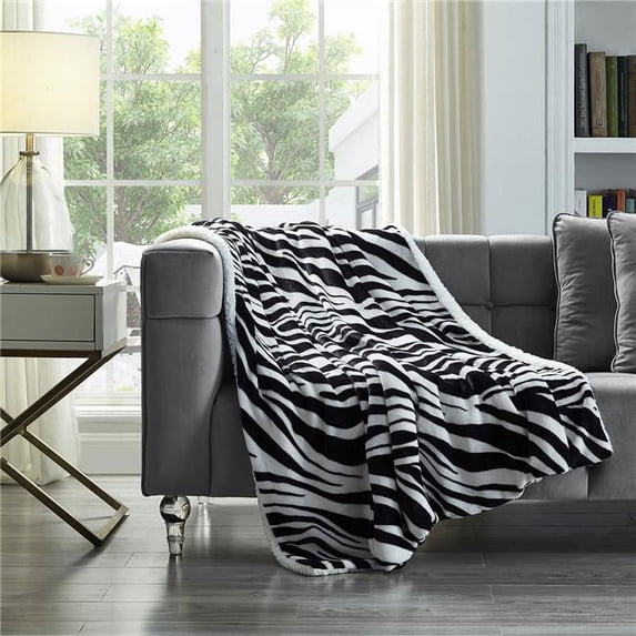 Skyla Throw Zebra Polyester 50 In X 60 In Reverse Sherpa Cozy