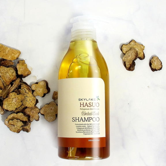 Skylake Hasuo Herbal Cool Shampoo with Fallopia Multiflora and Peppermint Refreshing, Cleansing, and Cooling for the Hair Unisex Herbal Formula