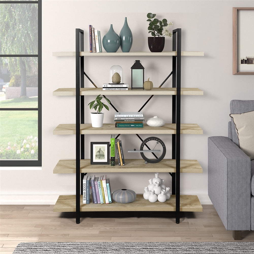 Skyland 5 Tier Open Storage Bookshelf, Modern Free Standing Display