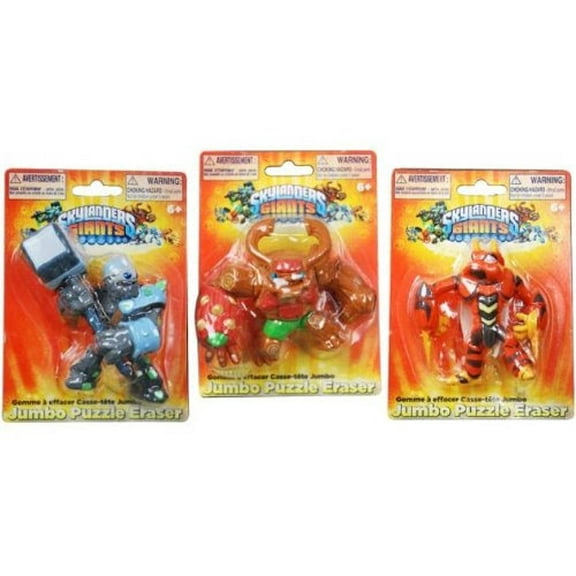 Skylanders Giants 3D Jumbo Puzzle Eraser set of 3 : Crusher, Tree Rex and Swarm