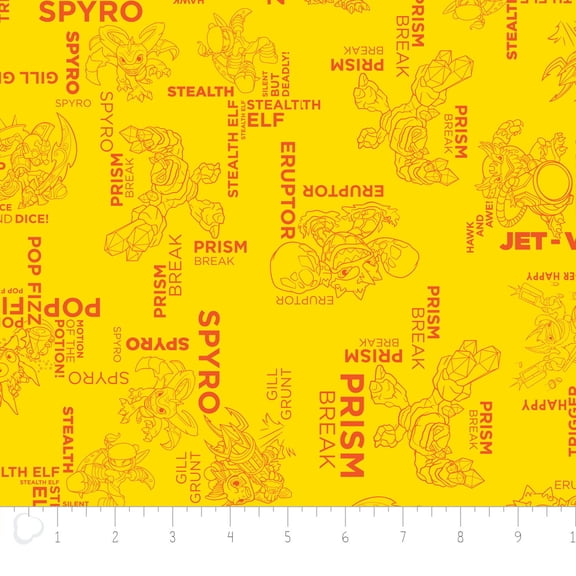 Skylanders Outlines Sunshine 100% Cotton Fabric By The Yard