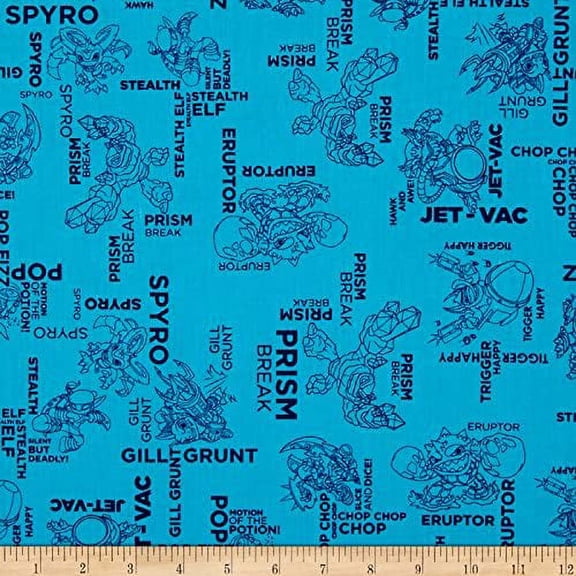 Skylanders Outlines Topaz Fabric By The Yard