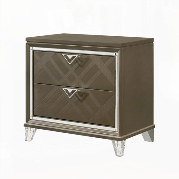 Skylar Dark Champagne 2-Drawer Modern Nightstand