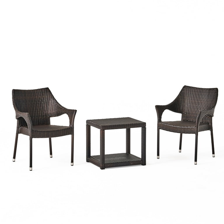 Skylar Outdoor 3 Piece Wicker Stacking Chair Chat Set Multibrown Walmart