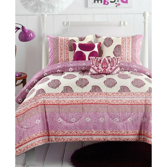 Skylar Pom Pom 4 Piece Comforter Set - Full/Queen