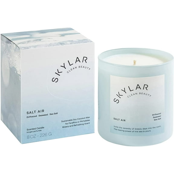 Skylar Salt Air Candle - Non-Toxic Clean-Burning Candles Made w/Soy Coconut Wax, Fresh Soy Candles for Home, Scented Candles USA Made & Hand-Poured