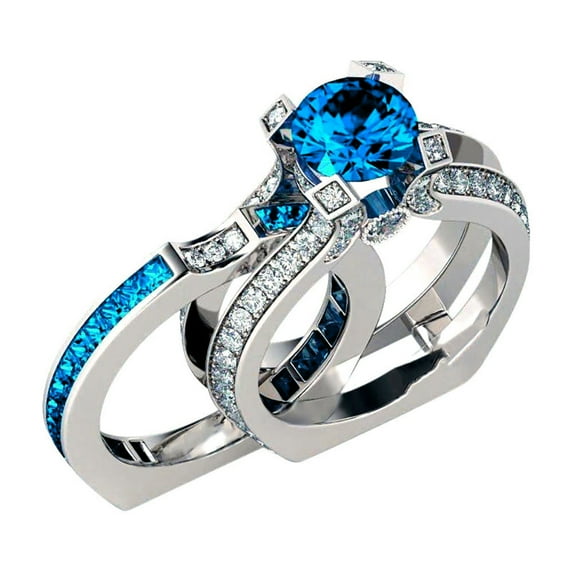 Skylar Wedding Ring Set for Women Engagement Ring and Matching Band Cz Ginger Lyne Collection
