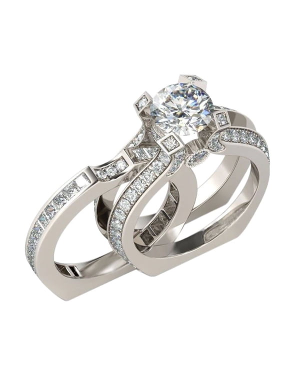 Skylar Wedding Ring Set for Women Engagement Ring Wedding Band Cz Ginger Lyne Collection