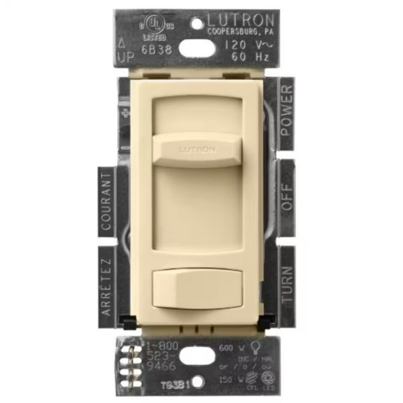 Skylark Contour LED+ Dimmer Switch for LED and Incandescent Bulbs, 150-Watt/Single-Pole or 3-Way, Ivory (CTCL-153PDH-IV)
