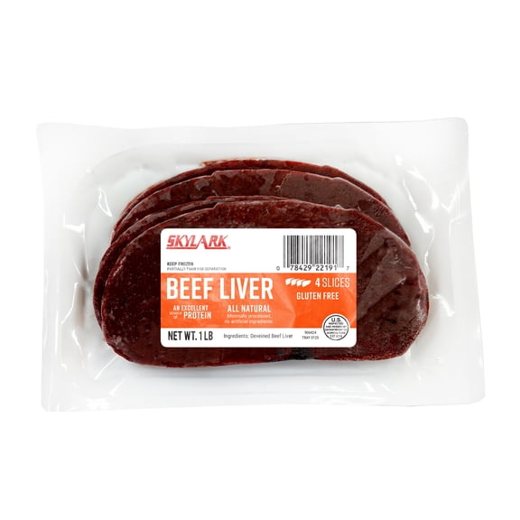 Skylark Frozen Beef Liver 4 Slices, 1 lb